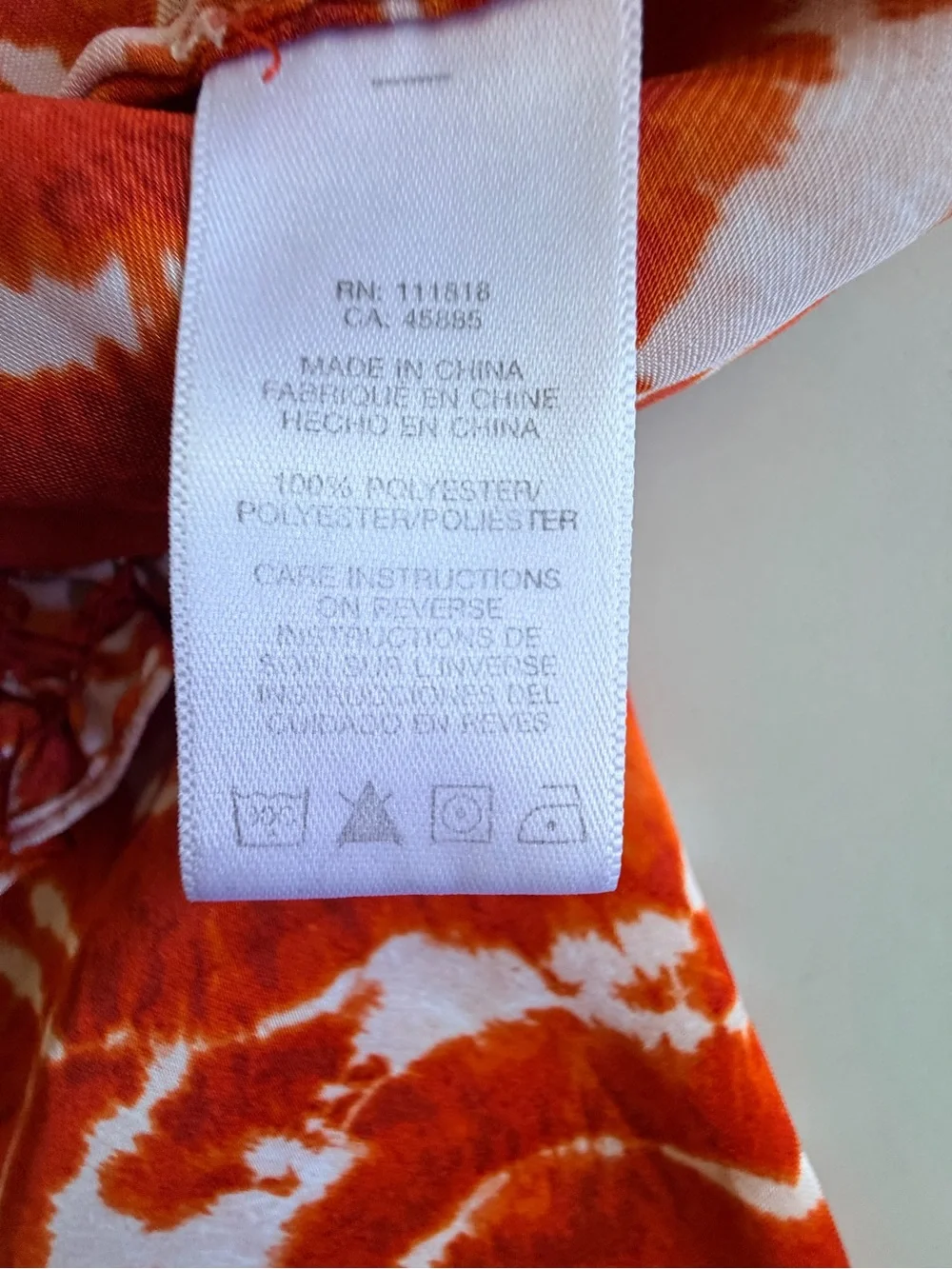 Michael Kors Orange Tie-Dye Circle Print Smocked Hem Blouse